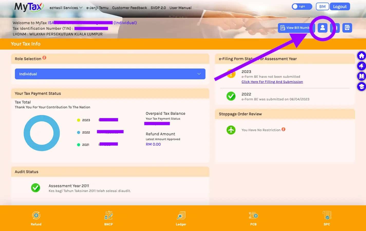employer dashboard profile mytax